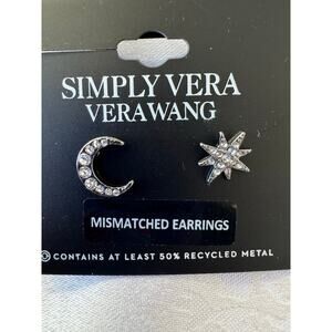 Simply Vera Vera Wang Moon Star Mismatched Earrings Crystal Celestial NWT